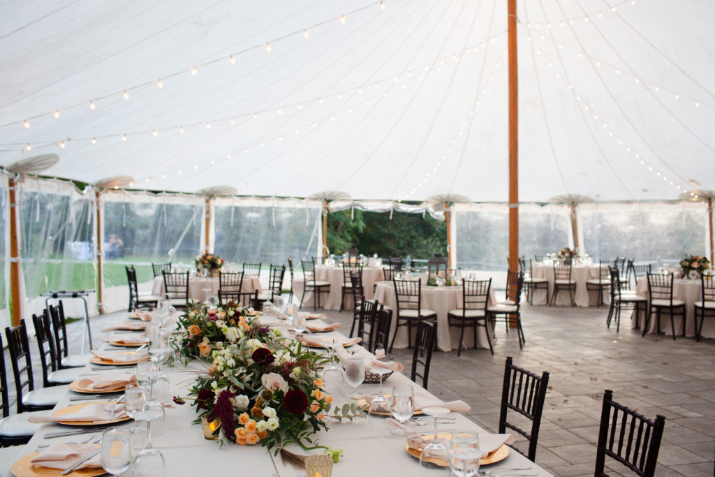 Wedding reception under the tent. 