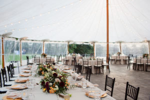 Wedding reception under the tent.
